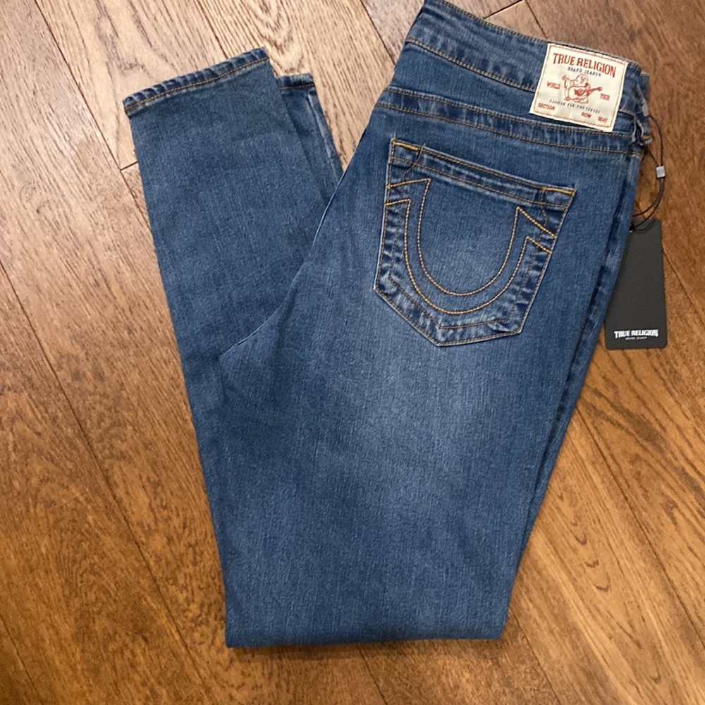 NWT True Religion Jennie Curvy Mid Rise Skinny Jeans, 33